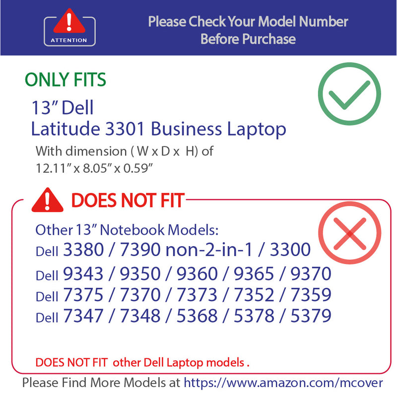 mCover Hard Shell Case for 2019 13.3" Dell Latitude 13 3301 Business series laptop computers released after May 2019